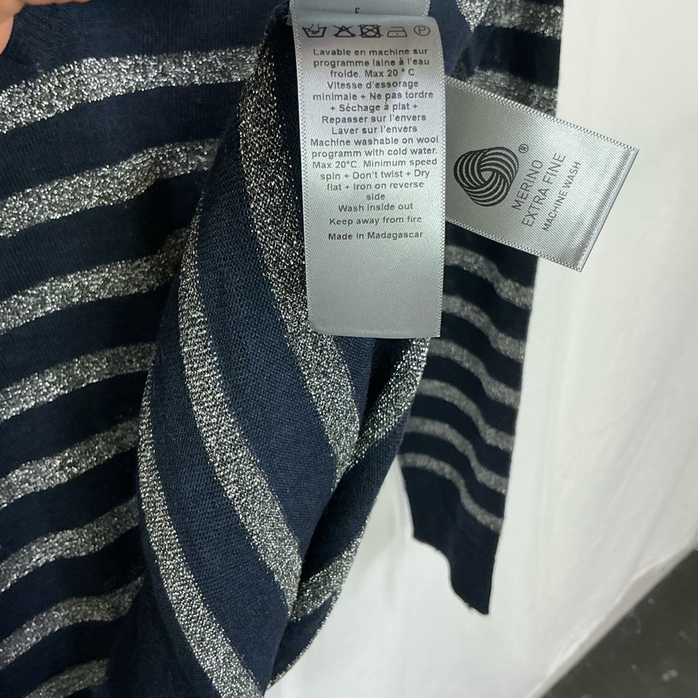 NEW Zadig & Voltaire Encre Missia Metallic Stripe Wool Blend Sweater Size M - Picture 13 of 16